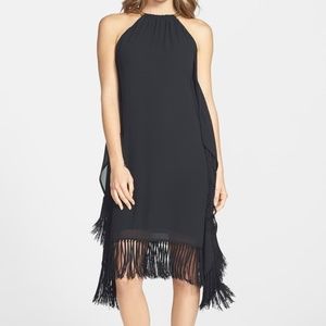 Michael Kors Chain Halter Fringe Trim Dress